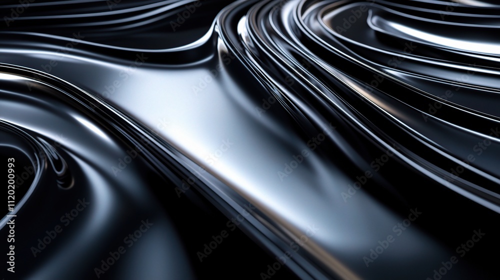 Luminous Black Curved Surface in 3D Space Rendering Luminous Black Curved Surface in 3D Space Rendering