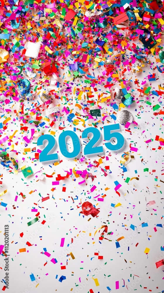 Festive celebration with colorful confetti and the bold number 2025 marking a vibrant start to the new year, capturing the essence of joy and anticipation for future moments. Festive celebration with colorful confetti and the bold number 2025 marking a vibrant start to the new year, capturing the essence of joy and anticipation for future moments.