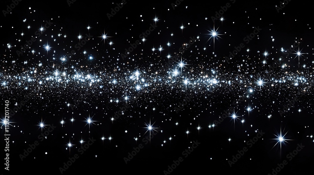 Obraz premium Sparkling Black Starry Wallpaper Horizontal Background Design