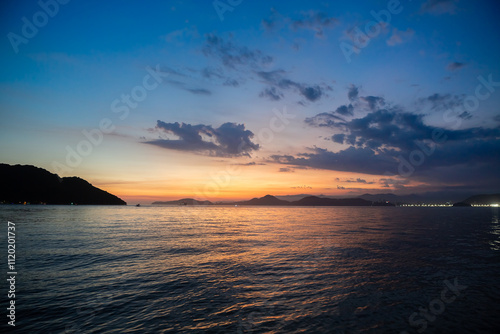 View of Santos Bay during a summer sunset