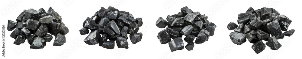 Pile of black coal set isolated on white or transparent background, cutout png file Pile of black coal set isolated on white or transparent background, cutout png file