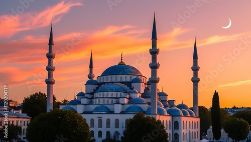 Beautiful Blue mosque with foreground photo