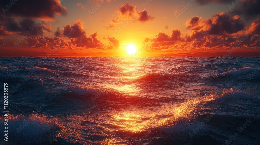 A stunning sunset casts vibrant colors across the sky and reflects on the ocean waves, highlighting the serene atmosphere surrounding oil production activities A stunning sunset casts vibrant colors across the sky and reflects on the ocean waves, highlighting the serene atmosphere surrounding oil production activities