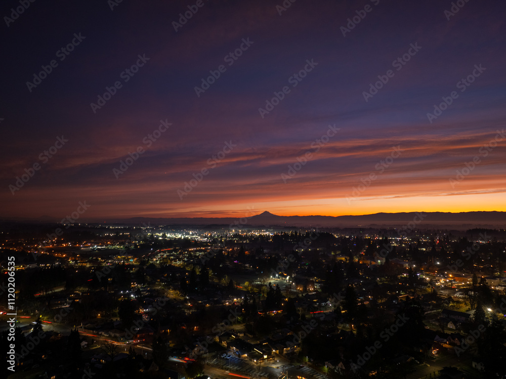 Stunning Sunrise looking at Mt Hood in Woodburn Oregon, Pacific Northwest Stunning Sunrise looking at Mt Hood in Woodburn Oregon, Pacific Northwest