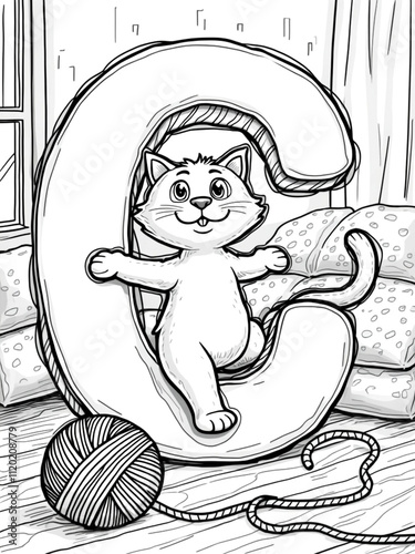 Letter C - Car Coloring Page from A-Z Animal Alphabet Series for Kids