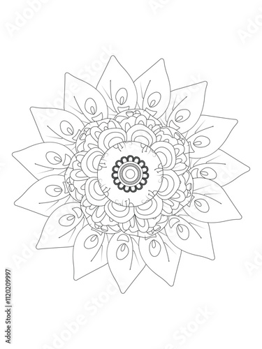 Flower coloring page for adults