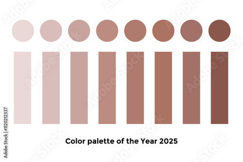 Color palette of the year 2025. Mocha Mousse pantone palette vector illustration isolated on white background
