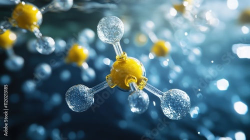 Abstract 3D rendering of molecule structure.