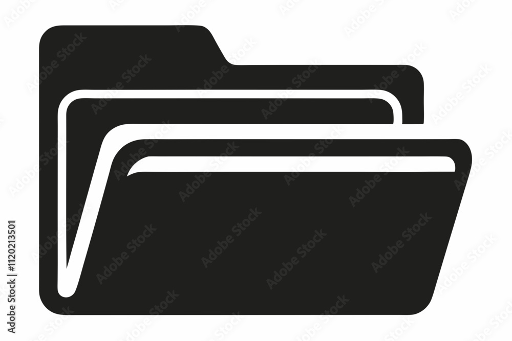 Document Folder icon vector silhouette black design white background Document Folder icon vector silhouette black design white background