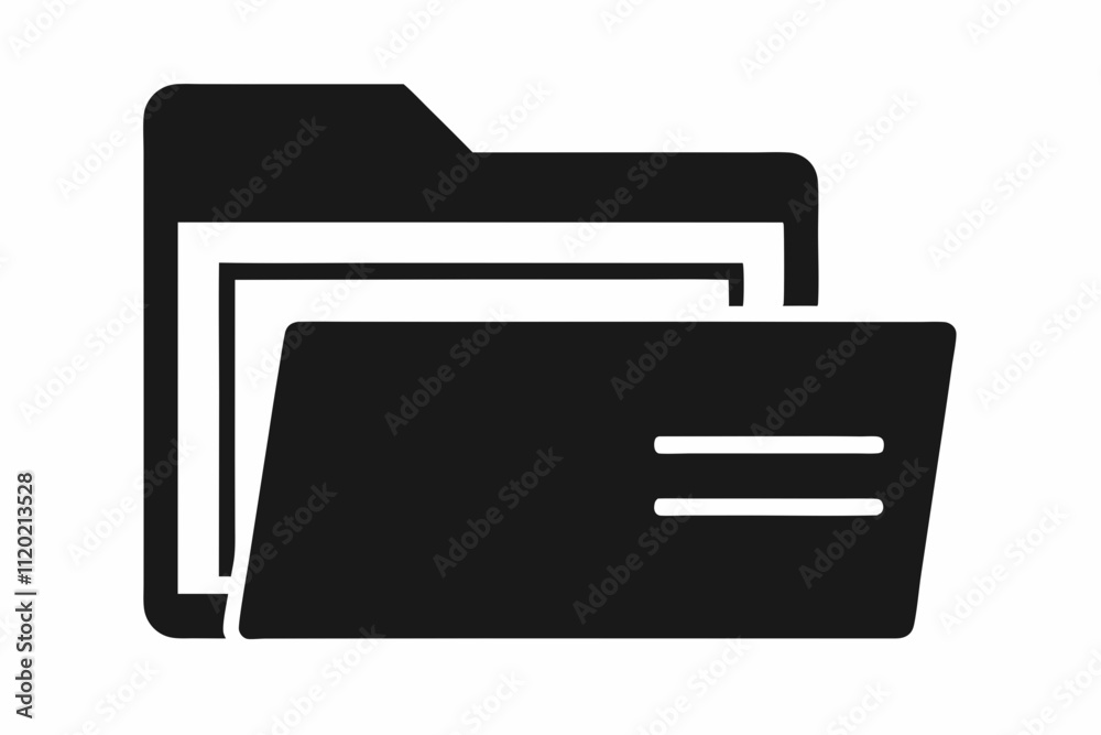 Document Folder icon vector silhouette black design white background Document Folder icon vector silhouette black design white background