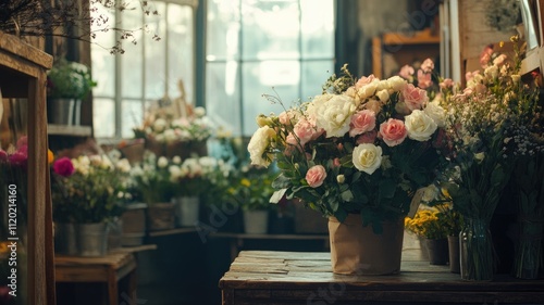 Wallpaper Mural Rustic flower shop with various floral arrangements on display inside Torontodigital.ca