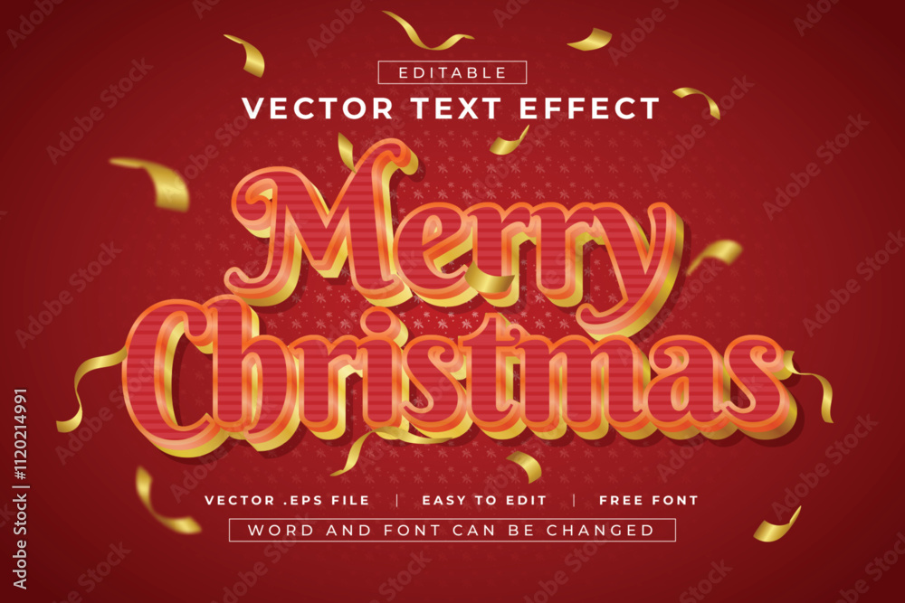 Merry Christmas red text effect editable