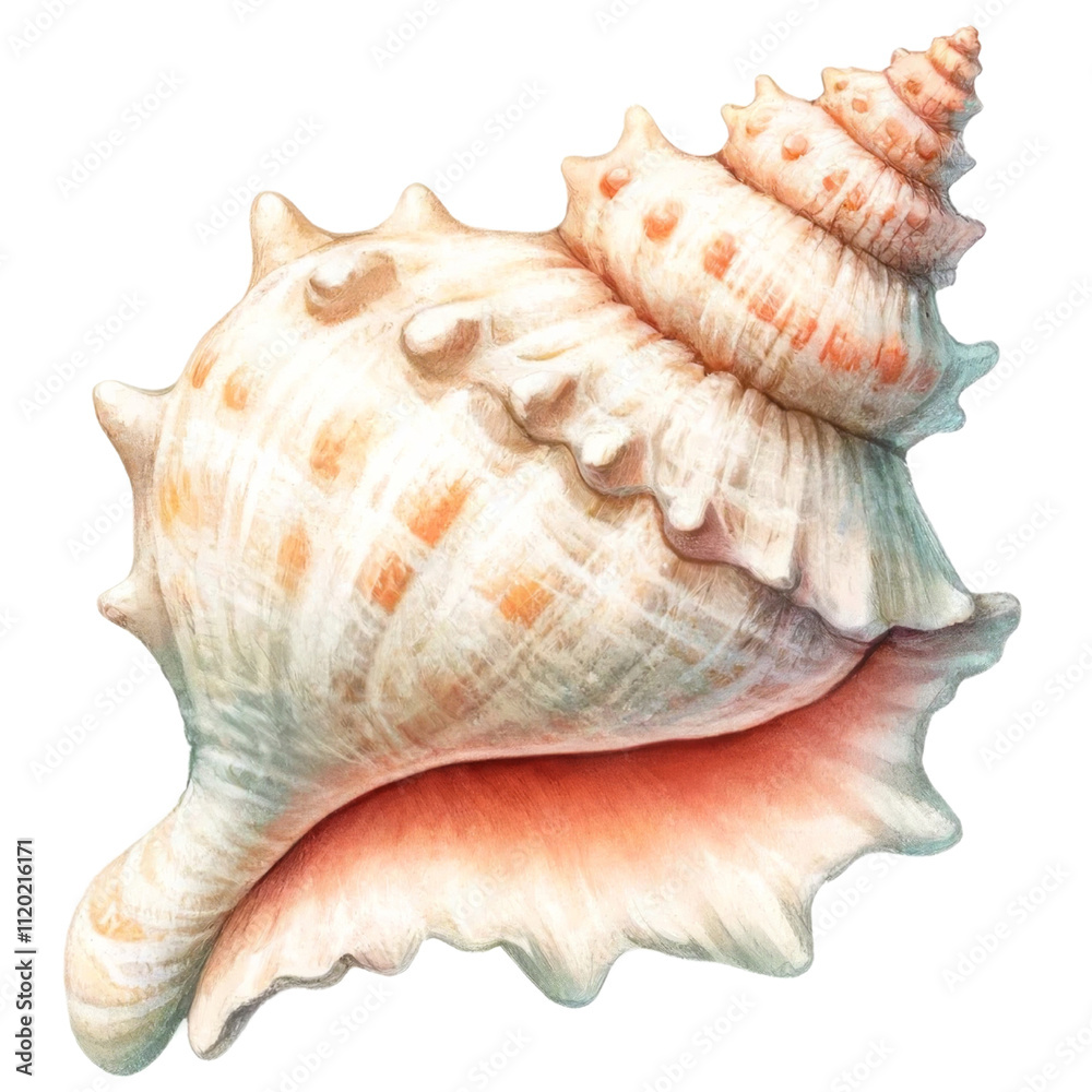 Vibrant Seashell Illustration with Pastel Colors. Vibrant Seashell Illustration with Pastel Colors.