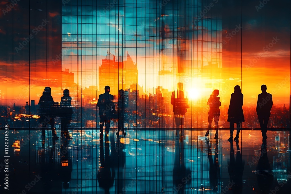 Silhouette Business Meeting Cityscape Sunset2 Silhouette Business Meeting Cityscape Sunset2