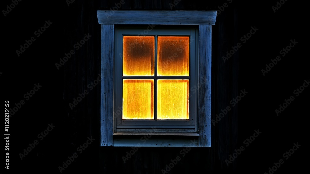 Illuminated Rectangular Window with Warm Light on Dark Background Illuminated Rectangular Window with Warm Light on Dark Background