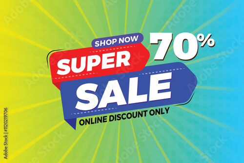 Super Sale Banner Template Abstract Vector Design. Super sale Poster Or Discount Tag For social Media And Market.
Super Sale creative banner illustration. 70% off. 60% off. 50% off.