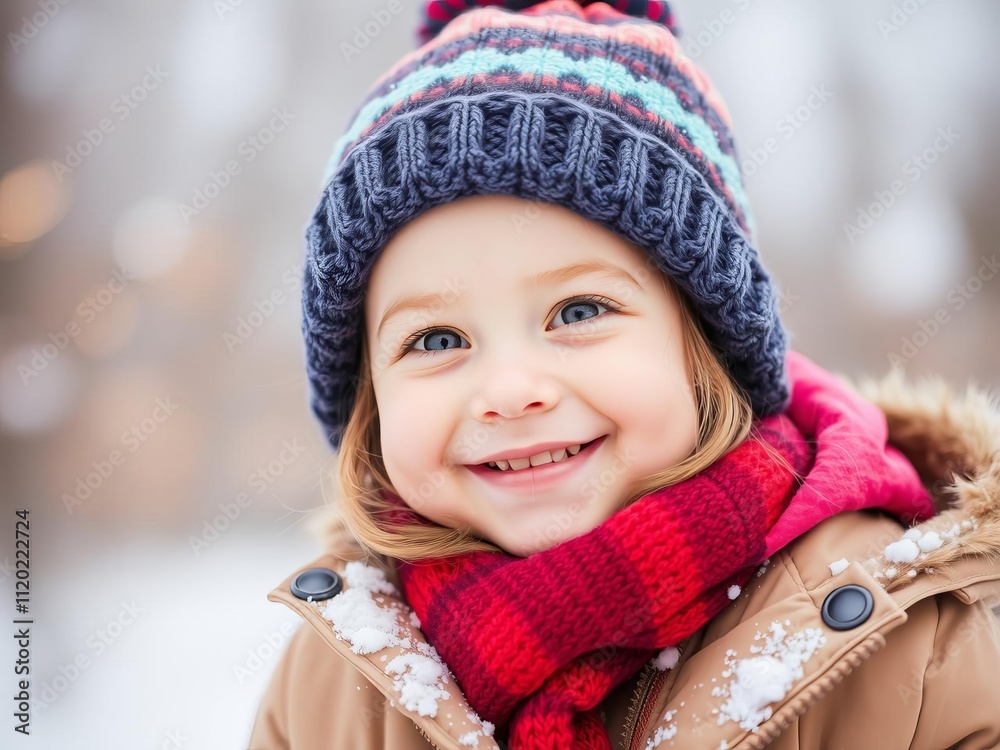 Portrait of a cute baby in a winter jacket and hat, looking cozy and warm, cozy, cheerful Portrait of a cute baby in a winter jacket and hat, looking cozy and warm, cozy, cheerful