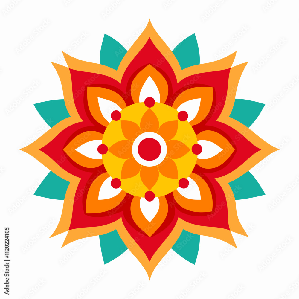 Symmetrical Indian Mandala Vector Design. Symmetrical Indian Mandala Vector Design.