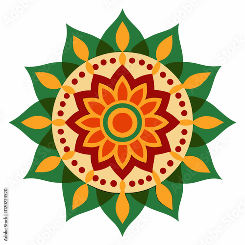 Symmetrical Indian Mandala Vector Design.