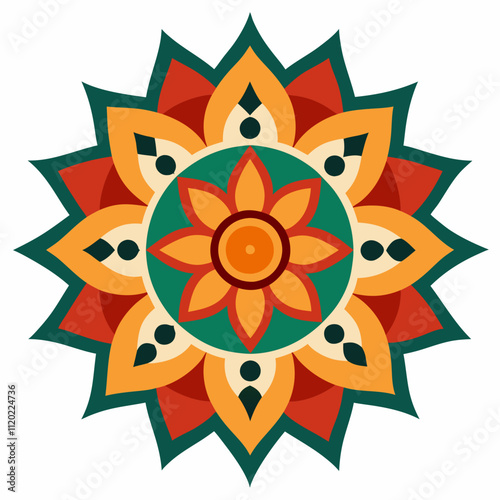 Symmetrical Indian Mandala Vector Design.