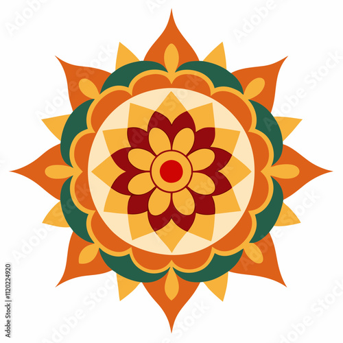 Symmetrical Indian Mandala Vector Design.