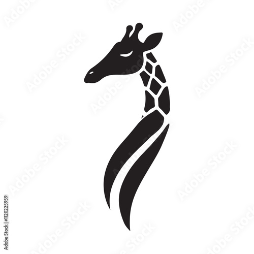 A set of giraffe vector silhouettes isolated on a white background photo