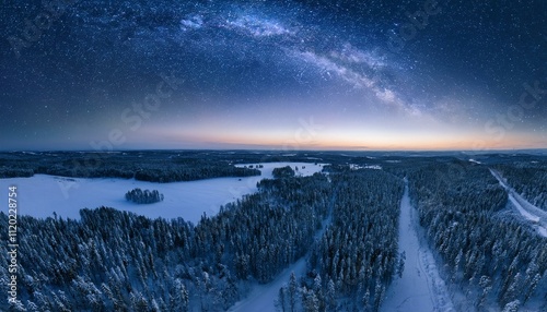 Breathtaking Siberian Winter Landscape with Astrophotography Sky