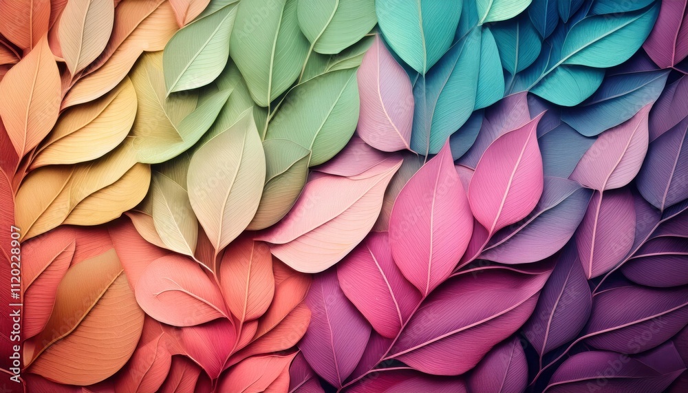 Rainbow Paper Leaf Pattern: A vibrant and abstract background image, featuring a captivating design of layered paper leaves in a spectrum of colors, showcasing creativity and artistry. Rainbow Paper Leaf Pattern: A vibrant and abstract background image, featuring a captivating design of layered paper leaves in a spectrum of colors, showcasing creativity and artistry.