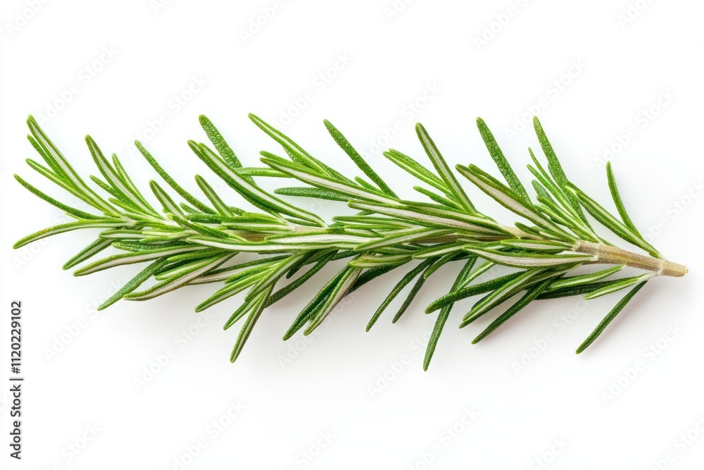 Fototapeta premium PNG Fresh rosemary sprig displayed on a white background.