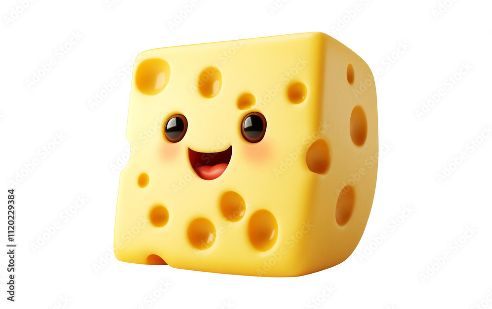 Fototapeta premium Cute Cartoon Cheese Character with Smile