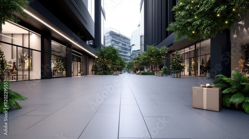 Wallpaper Mural Modern urban street with shops and greenery, designed for leisure. Torontodigital.ca