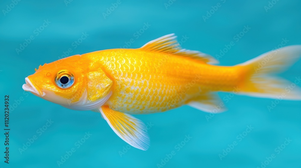 Vibrant orange koi fish swimming in turquoise water. Vibrant orange koi fish swimming in turquoise water.