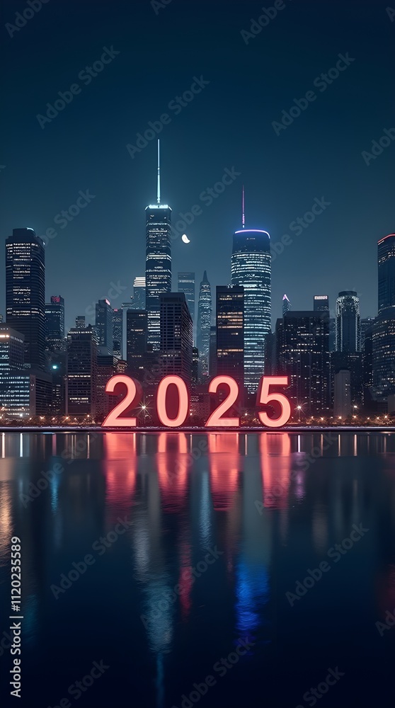 Fototapeta premium The city skyline shines with 