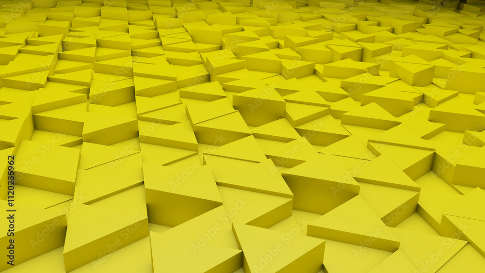 Abstract orange modern architecture 3D background with yellow triangle in perspective Abstract orange modern architecture 3D background with yellow triangle in perspective