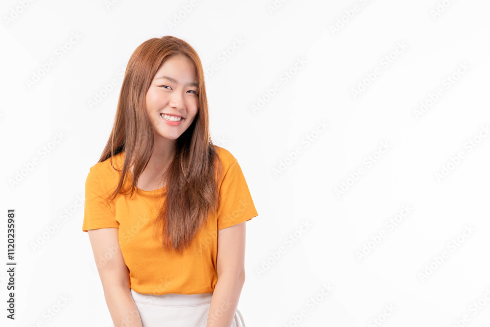 Portrait of smiling a beautiful Asian young woman isolated on white background Portrait of smiling a beautiful Asian young woman isolated on white background