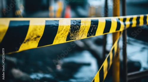 Dynamic Caution: Vibrant Yellow and Black Barricade Tape Warning Theme