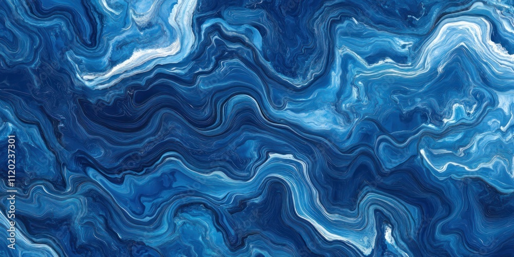 Fototapeta premium Abstract Blue Swirling Marble Paint Design