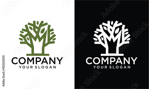 Creative abstract line tree nature logo vector icon design illustration