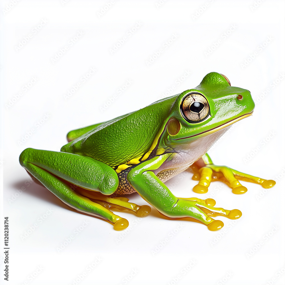 Obraz premium green frog isolated on white background 