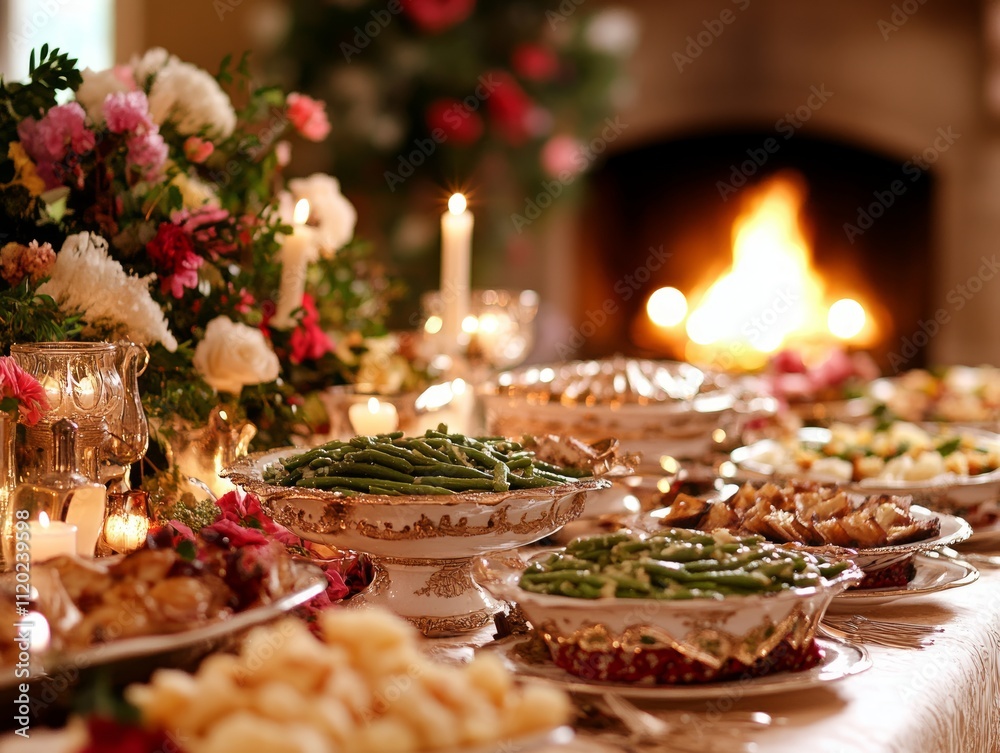 A Luxurious Banquet Table Set in a Countryside House A Luxurious Banquet Table Set in a Countryside House