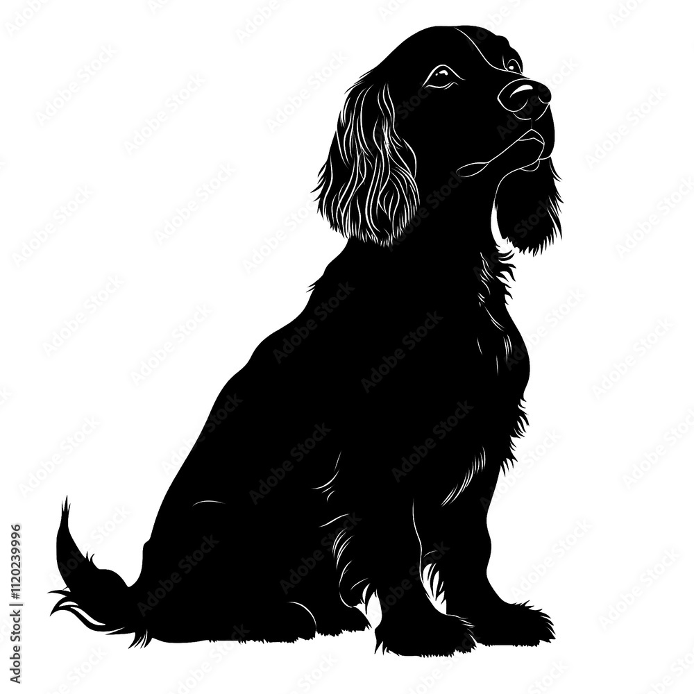 2d full body illustration full body shot of a Cocker Spaniel dog silhouette isolated on a white transparent background 2d full body illustration full body shot of a Cocker Spaniel dog silhouette isolated on a white transparent background