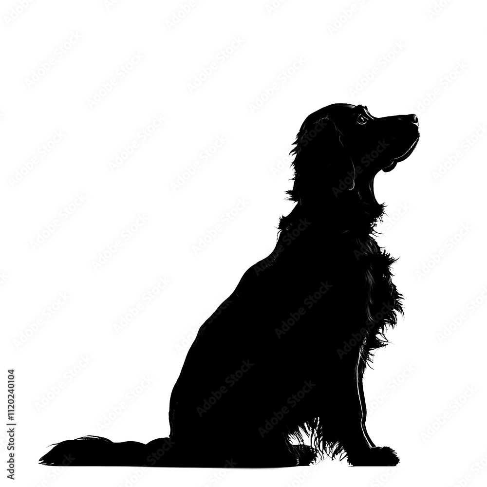 2D full body illustration full body shot of a Field Spaniel dog silhouette isolated on a white transparent background 2D full body illustration full body shot of a Field Spaniel dog silhouette isolated on a white transparent background