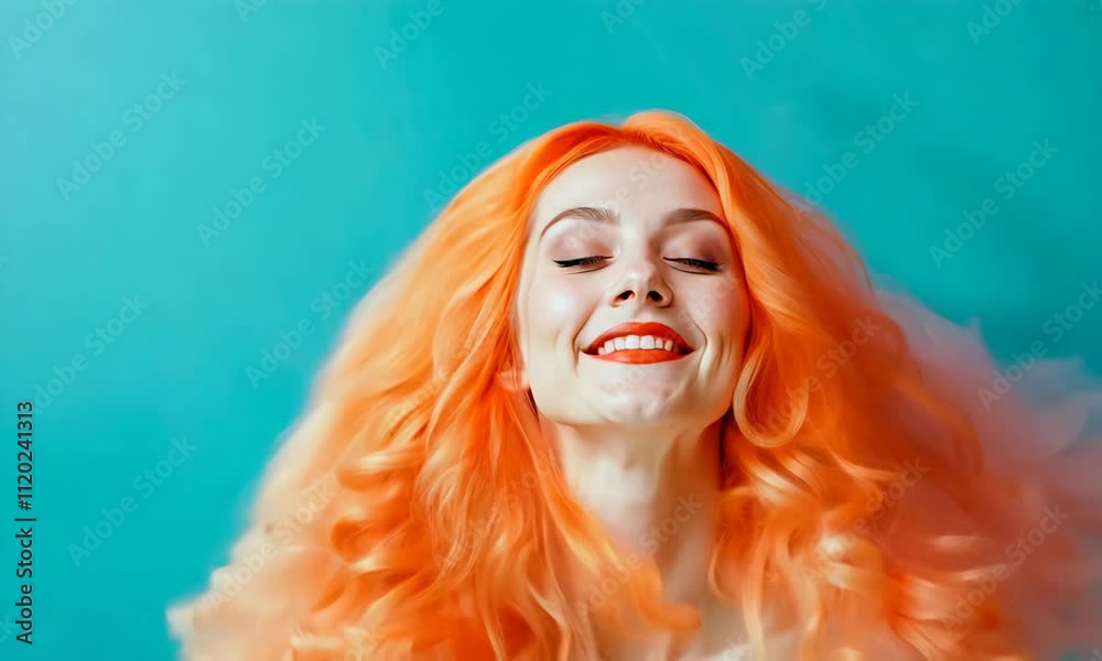 Bright orange hairstyle showcases unique hair trends and joyful expression
