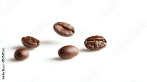 Energizing Motion: Vibrant Falling Coffee Beans in Mid-Air for Food Theme