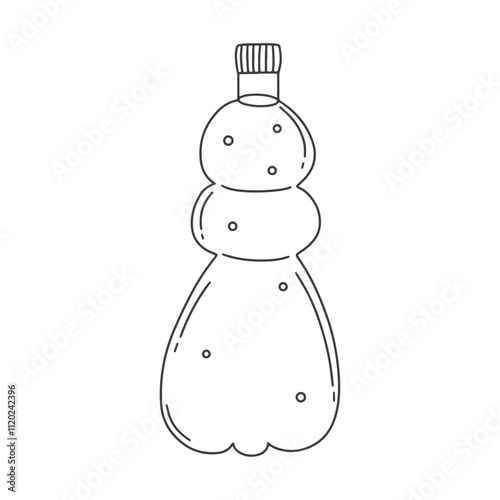 A bottle filled with mineral water. Water beverage in doodle style.