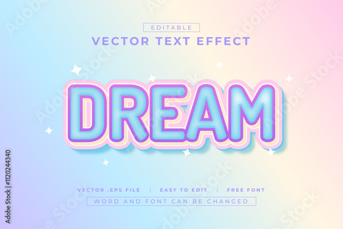 Dream vector editable text effect with pastel color