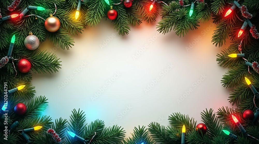 Christmas Background with Fir Branches and Pepper Lights - Festive Holiday Decoration. Christmas Background with Fir Branches and Pepper Lights - Festive Holiday Decoration.