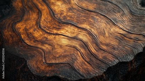 Warm-Toned Wooden Grain with Artistic Details - made with Generative AI photo