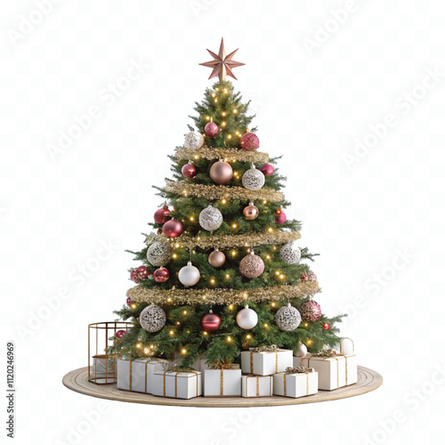 abstract 3d eye catching Christmas tree in different style isolated on white background