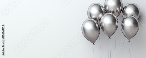 Silver balloons displayed on a clean white background.